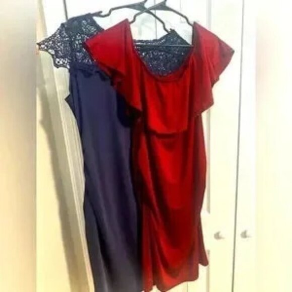 Off Shoulder Burgundy Dark Red Maternity Dress stretchy M L 10/12 - Picture 6 of 9